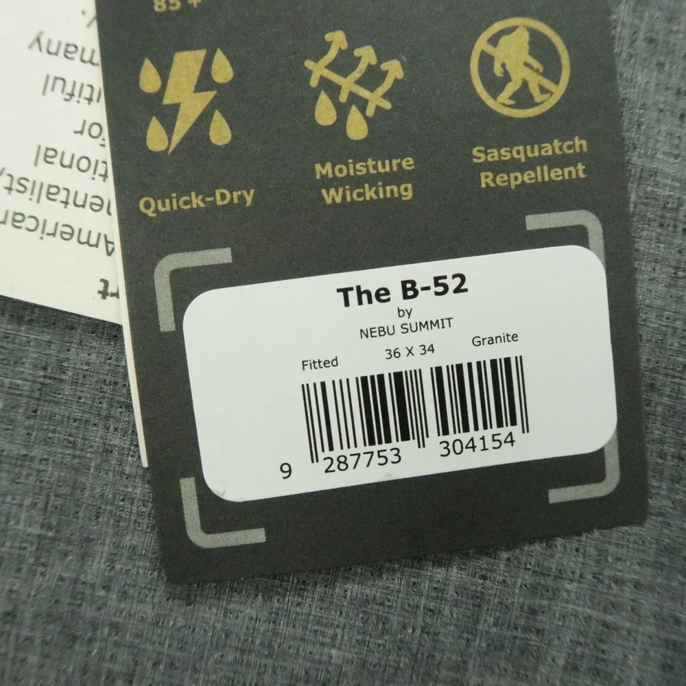 Nebu Pants Mens 36x34 Gray The B-52 Summit Straight Hiking Performance